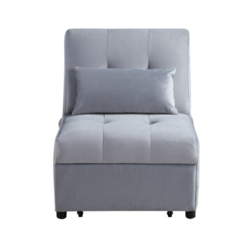 Gray Exposed feet with faux wood Garrell Collection Lift Top Storage Bench with Pull-out Bed By Homelegance