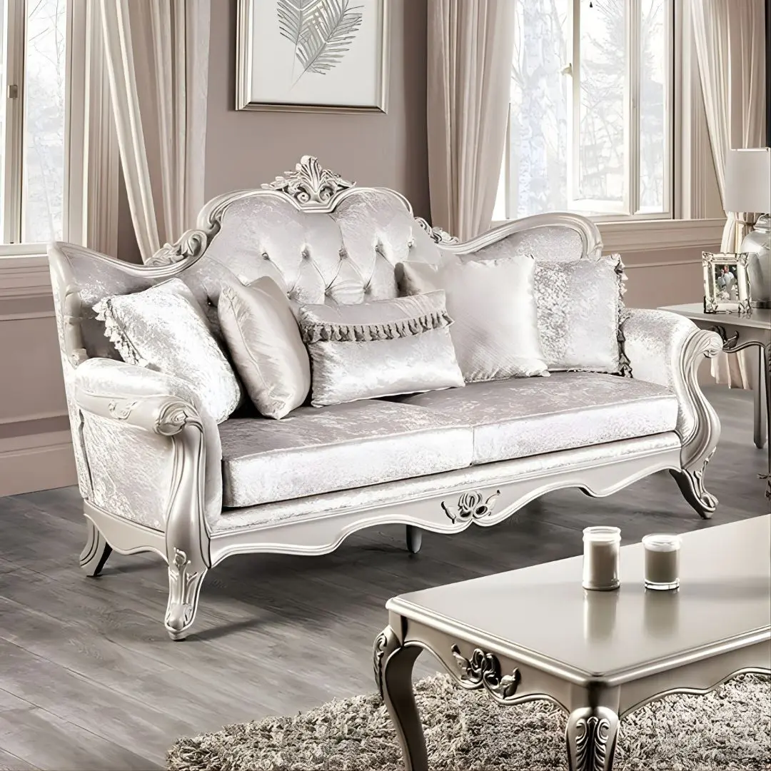 Off-White Acapulco Sofa By Furniture Of America | Mobilia Cleopatra 3 Off-White Acapulco Sofa By Furniture Of America - Image 1