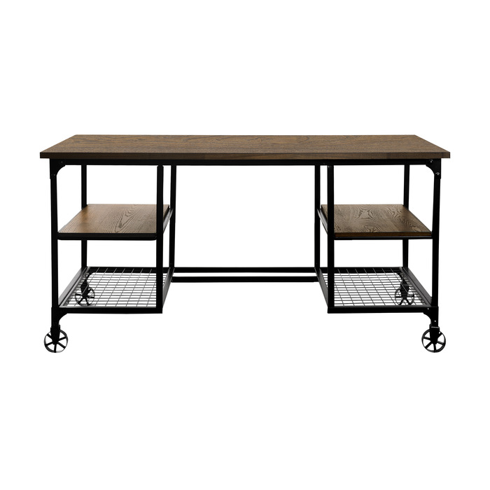 Weathered Natural Finish And Rustic Black Metal Finish Millwood Collection Writing Desk By Homelegance | Mobilia Cleopatra 3 Millwood Collection