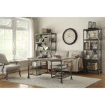 Weathered natural finish and rustic black metal finish Millwood Collection Writing Desk by homelegance - Image 3