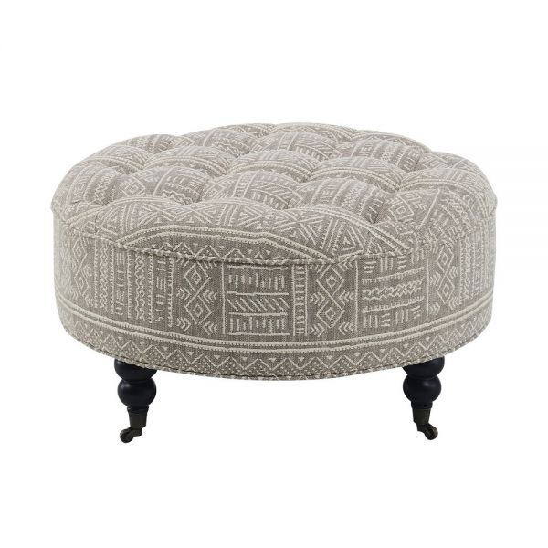 Pattern Fabric Upendo Ottoman W/Caster Ac03000 By Acme | Mobilia Cleopatra 3 Pattern Fabric Ottoman With Caster