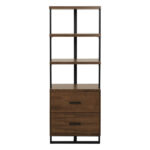 Walnut finish and rustic black metal finish Sedley Collection Bookcase By homelegnace