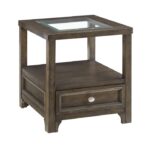 Charcoal brown Auburn Collection Glass top End table With Drawer By homelegance - Image 2