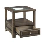 Charcoal brown Auburn Collection Glass top End table With Drawer By homelegance - Image 3