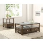 Charcoal brown Auburn Collection Glass top End table With Drawer By homelegance - Image 4