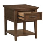 Walnut Whitley Collection Glass top End table With Drawer By homelegance - Image 3