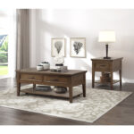 Walnut Whitley Collection Glass top End table With Drawer By homelegance - Image 4