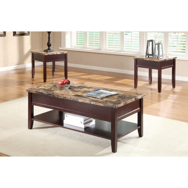 Dark Cherry Orton Collection End table with drawer By homelegance - Image 2