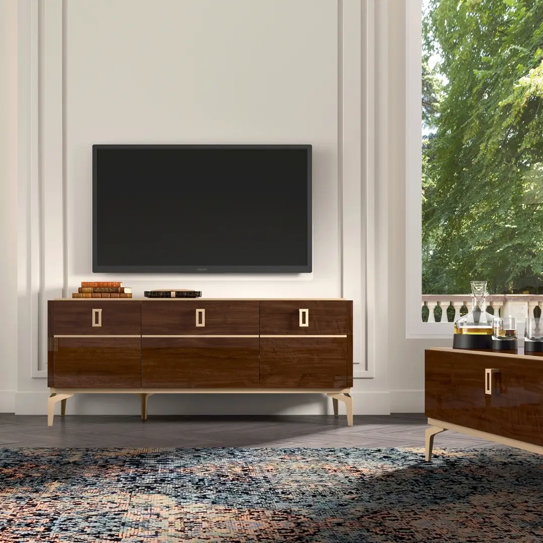 Tobacco Walnut Eva Entertainment By Esf Furniture | Mobilia Cleopatra 3 Tobacco Walnut Eva Entertainment