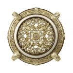 Antique Gold & Hand-Painted Brown Finish Round Dining Table Top