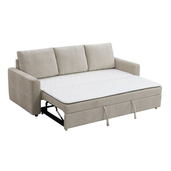 Beige Fabric Sofa With Sleeper