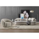 Beige Boucle Sofa Set
