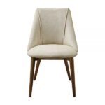 Beige Fabric & Walnut Side Chair