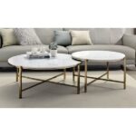 Marble Top & Champagne Finish Nesting Table Set