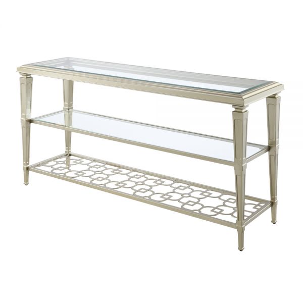 Silver Zaba Sofa Table Lv02787 By Acme | Mobilia Cleopatra 3 Silver Sofa Table