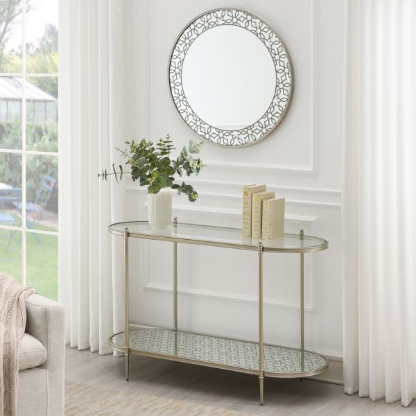 Silver Zaba Sofa Table Lv02757 By Acme | Mobilia Cleopatra 3 Silver Sofa Table