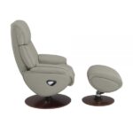 Gray Leather Motion Accent Chair With Swivel & Ottoman Side View