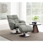 Leather Motion Accent Chair With Swivel & Ottoman