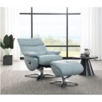 Babyblue Leather Janella Motion Accent Chair W/Swivel & Ottoman AC02990 By ACME - Image 5