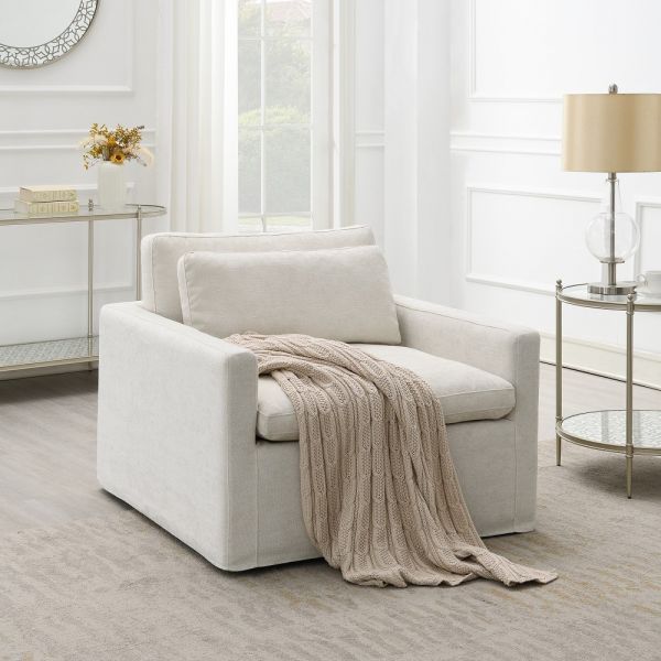 Ivory Fabric Frederick Swivel Chair W/Pillow Ac03142 By Acme | Mobilia Cleopatra 3 Ivory Fabric Swivel Chair With Pillow