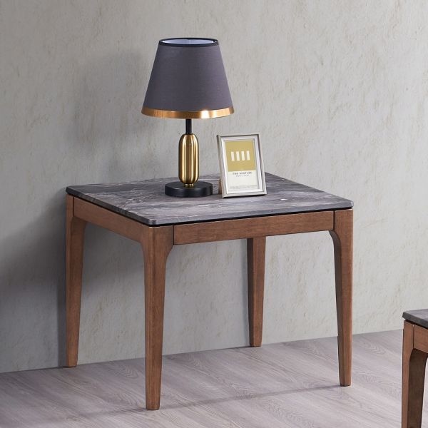 Engineered Stone Top & Walnut Finish Bevis End Table Lv02646 By Acme | Mobilia Cleopatra 3 Engineered Stone Top & Walnut Finish End Table