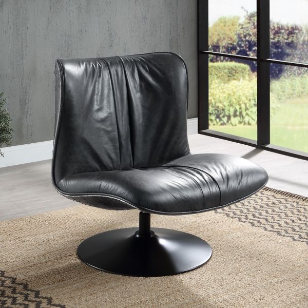 Morocco Leather Piotr Accent Chair W/Swivel Ac02581 By Acme | Mobilia Cleopatra 3 Morocco Leather Accent Chair With Swivel