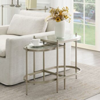 Glass Top & Silver Finish Side Table