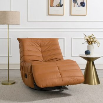 Orange Chenille Recliner With Swivel