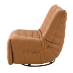 Orange Chenille Recliner With Swivel Side View