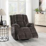 Brown Chenille Power Recliner With Lift & Heating & Massage