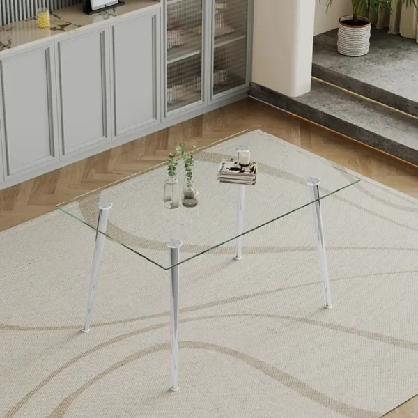 DT037S+DCK55S Glass Dining Table Set For 4 With Chairs By Artisan Furniture - Image 6