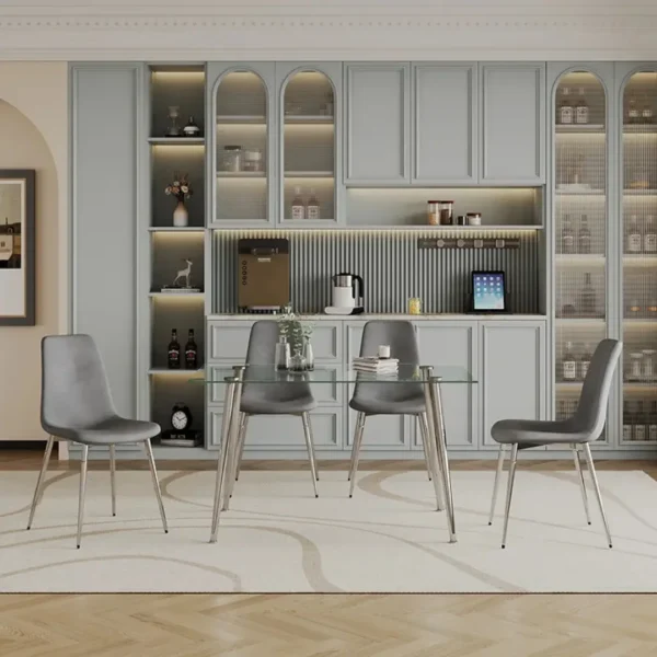 DT037S+DCK55S Glass Dining Table Set For 4 With Chairs By Artisan Furniture - Image 5