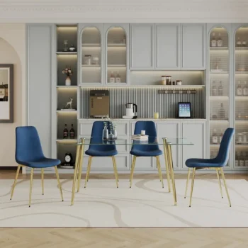 DT038G+DCK55G Glass Dining Table Set with 4 Chairs By Artisan Furniture