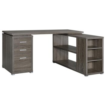 Yvette L-shape Office Desk Weathered Grey 800518 by Coaster Furniture