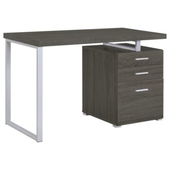 3-drawer Brennan Office Desk Weathered Grey 800520 by Coaster Furniture