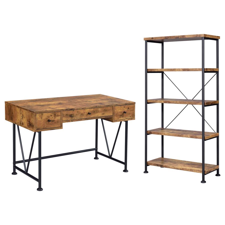 Analiese 2-Piece 3-Drawer Writing Desk Set Antique Nutmeg And Black By Coaster Furniture | Mobilia Cleopatra 3 Analiese 2-piece 3-drawer Writing Desk Set Antique Nutmeg and Black by Coaster Furniture - Image 1