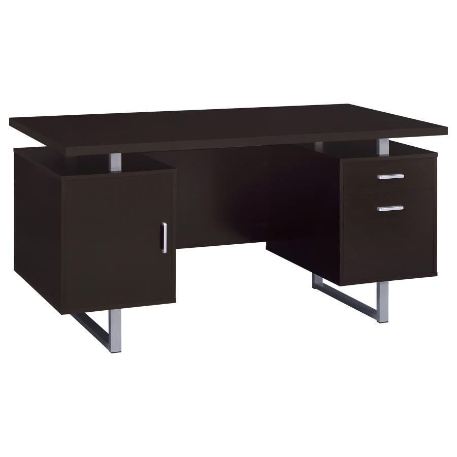 Lawtey Rectangular Storage Office Desk Cappuccino By Coaster Furniture | Mobilia Cleopatra 3 Lawtey Rectangular Storage Office Desk Cappuccino by Coaster Furniture - Image 1