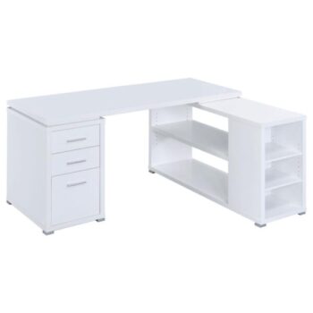 Yvette L-shape Office Desk White by Coaster Furniture