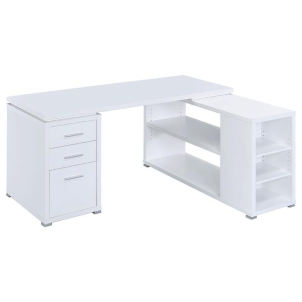 Yvette L-Shape Office Desk White By Coaster Furniture | Mobilia Cleopatra 3 Yvette L-shape Office Desk White by Coaster Furniture - Image 1
