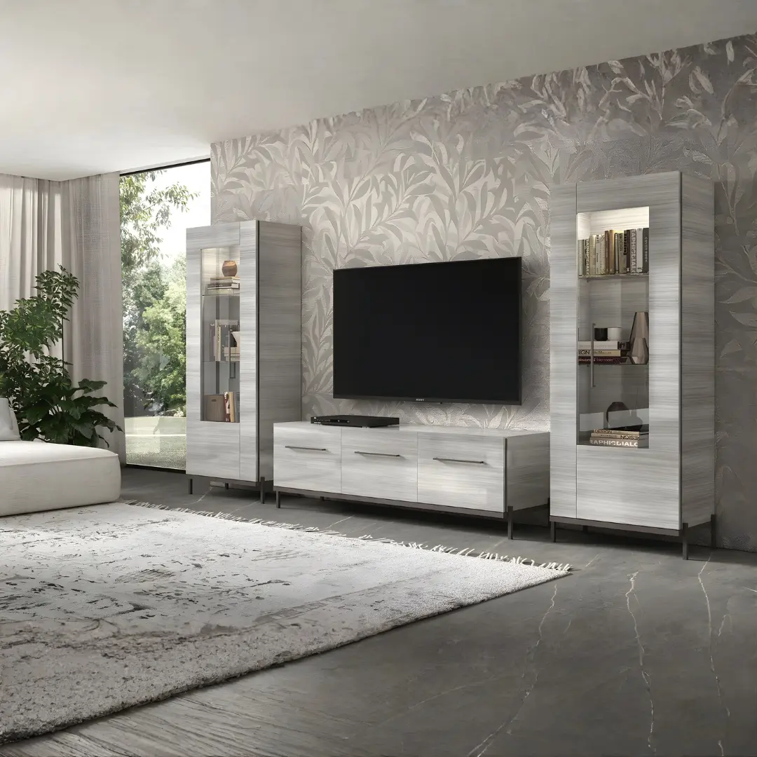 Gray Mia Entertainment Center By Esf Furniture | Mobilia Cleopatra 3 Gray Mia Entertainment Center