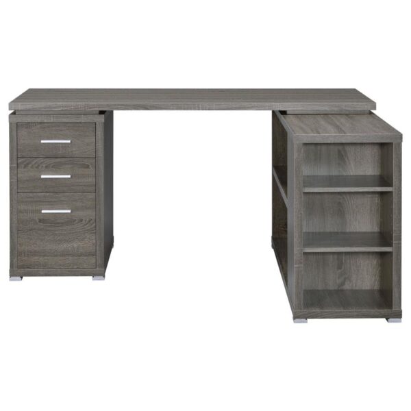 Yvette L-shape Office Desk Weathered Grey 800518 by Coaster Furniture - Image 3
