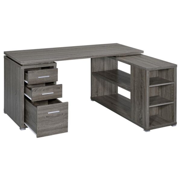 Yvette L-shape Office Desk Weathered Grey 800518 by Coaster Furniture - Image 4
