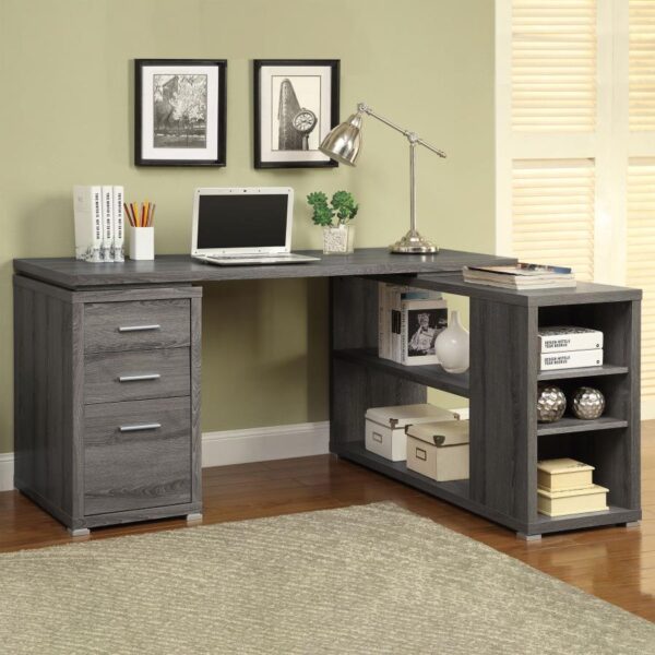 Yvette L-shape Office Desk Weathered Grey 800518 by Coaster Furniture - Image 2