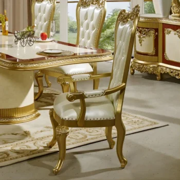 Gold Upholstered Dining Arm Chair Set of 2 HD-5138 By Homey Design