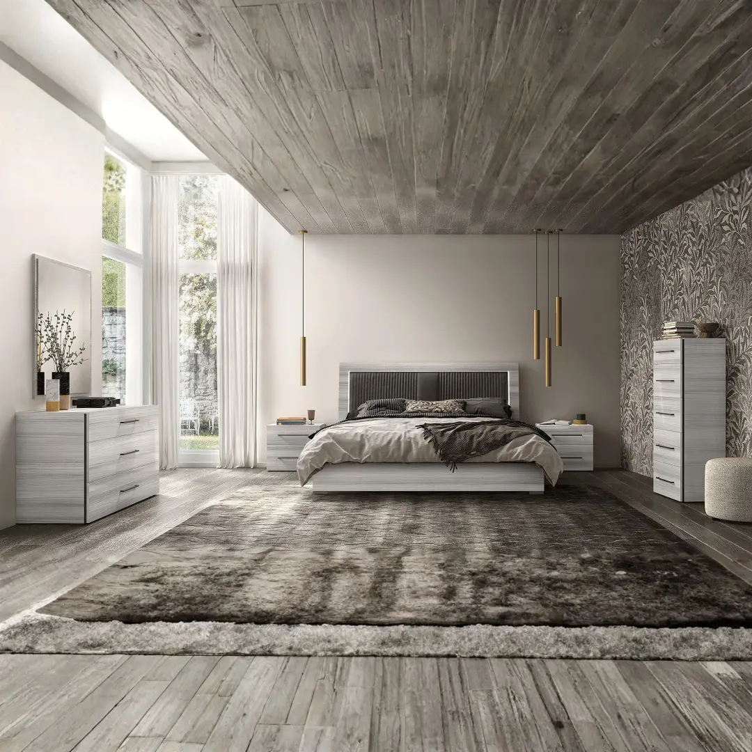 Gray Mia Bedroom With Light By Esf Furniture | Mobilia Cleopatra 3 Gray Mia Bedroom with Light