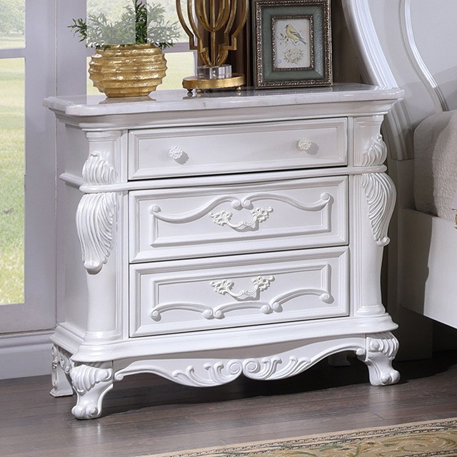 Ventresca Night Stand Fm7635Wh-N By Furniture Of America | Mobilia Cleopatra 3 Ventresca Night Stand FM7635WH-N By Furniture Of America - Image 1
