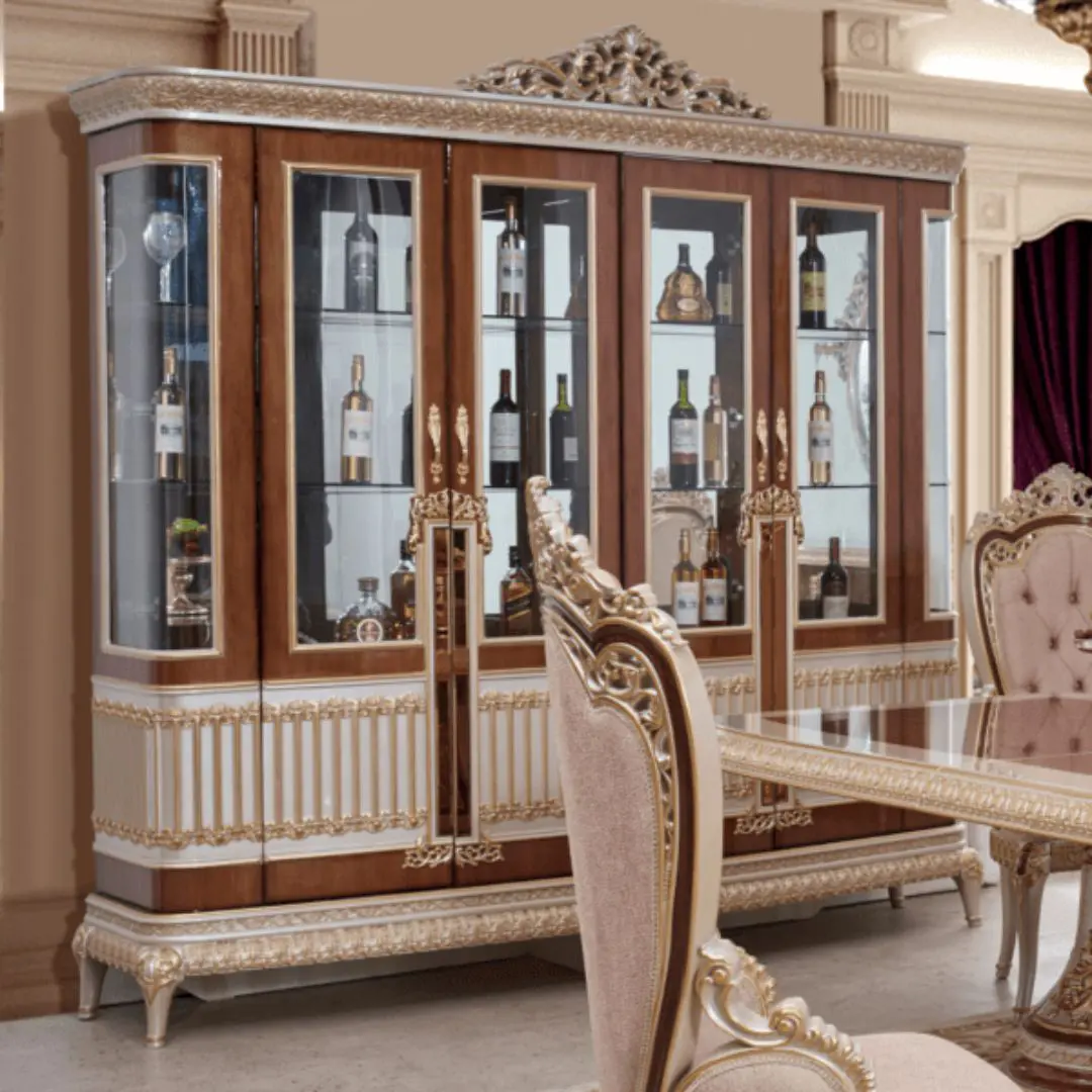 Victorian China Cabinet With Glass Doors Hd-9021 By Homey Design | Mobilia Cleopatra 3 Victorian China Cabinet With Glass Doors HD-9021 By Homey Design - Image 1