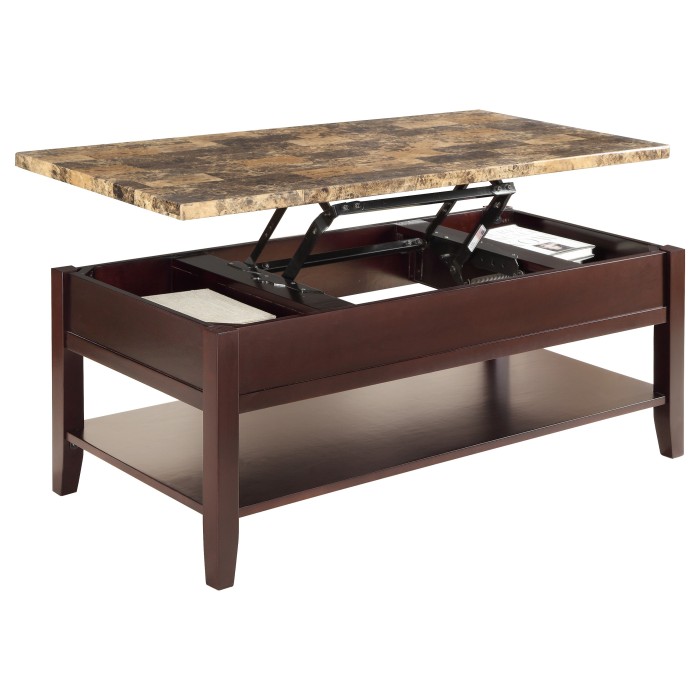 Dark Cherry Lift Top Orton Collection Cocktail Table By Homelegance | Mobilia Cleopatra 3 Dark cherry Lift top Orton Collection cocktail Table By Homelegance - Image 1
