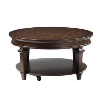 Espresso Tobias Collection Round Cocktail Table with Casters By Homelegance