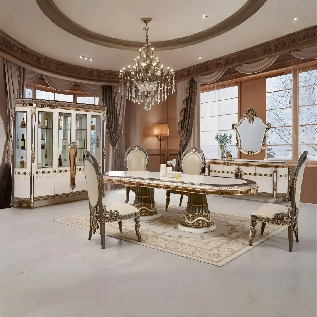 Victorian 7 Piece Dining Room Set Hd-9017 By Homey Design | Mobilia Cleopatra 3 Victorian 7 piece Dining Room Set HD-9017 By Homey Design - Image 1